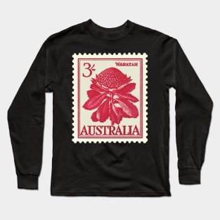 Australian Waratah Vintage Postage Stamp Long Sleeve T-Shirt